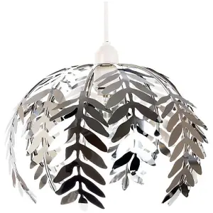 Traditional Fern Leaf Design Ceiling Pendant Light Shade in Silver Chrome Finish