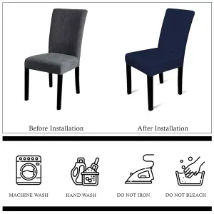 220GSM Universal Dining Velvet Chair Cover, Navy Blue - Pack of 1