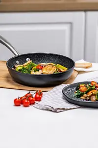 Prestige Scratch Guard Black Round Aluminium Induction Suitable Non-Stick Shallow Casserole 28cm