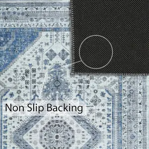 Vernal Senglea Machine Washable Rug for Living Room, Bedroom, Dining Room, Blue, Grey & Cream,  170 cm X 240 cm