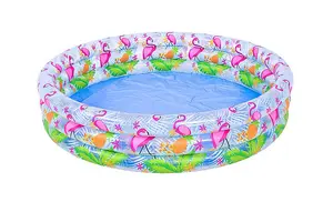 Kids Small Fun Flamingo Inflatable Three Ring Paddling Water Swimming Play Pool