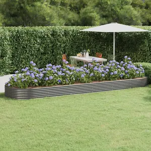 Berkfield Garden Planter Powder-coated Steel 523x140x36 cm Grey