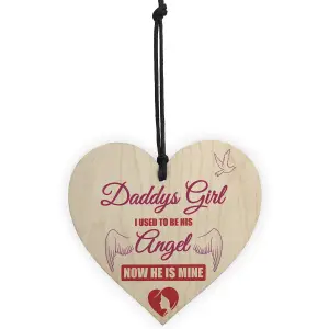 MEMORIAL Daddy's Girl Father's Day Gift Angel Wood Heart Dad Grandad Sign Grave