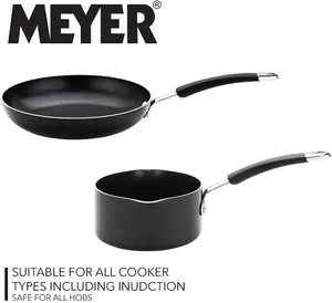 Meyer Induction Sets Black Round Aluminium Dishwasher Safe Non-Stick Cookware Set Pack of 5