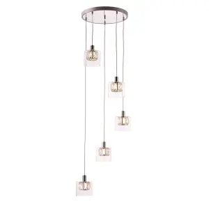 Luminosa Verina 5 Light Spiral Cluster Pendant Chrome, Glass, G9