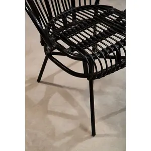 Interiors by Premier Java Black Rattan Scalloped Back Chair