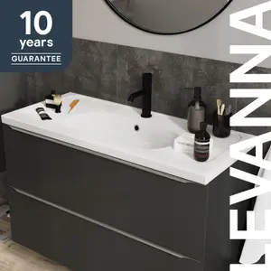 GoodHome Levanna Gloss White Rectangular Vanity Basin (W)100.6cm