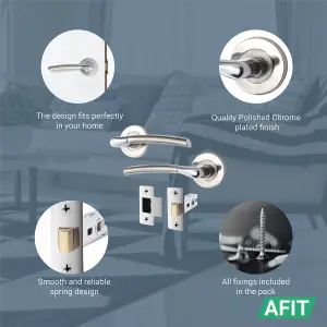 AFIT Internal Door Handle + Latch Set - Polished/Satin Chrome Duo Finish - 64mm Latch Boston Range