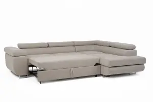 Furniture Stop - Eugene Corner Sofabed Light Grey Left Hand