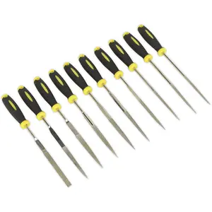 10 Piece 100mm Diamond Needle File Set - Comfort Grip Handles - Precision Files