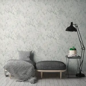 Galerie Silver Grey Gentle Beauty Motif Wallpaper