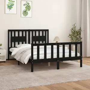 Berkfield Bed Frame with Headboard Black Solid Wood Pine 120x200 cm