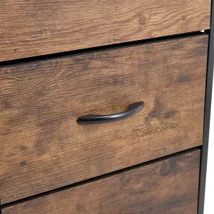 Wooden Storage Cabinet with 6 Drawers and Open Shelves