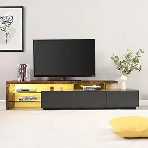 Alanis Wooden TV Stand With Storage In Rustic Oak And LED