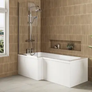 1700mm Gloss White L Shape Shower Bath MDF Front Panel