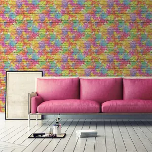 Muriva Multicolour Novelty Brick effect Embossed Wallpaper