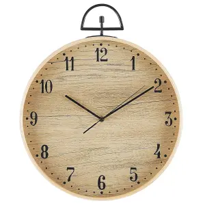 Beliani Retro Wall Clock OPFIKON Light Wood