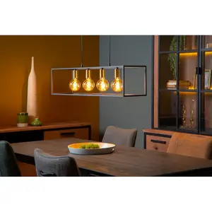 Lucide Ruben Modern Bar Pendant Light - 4xE27 - Black