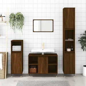 Berkfield Bathroom Cabinet Brown Oak 80x33x60 cm Engineered Wood