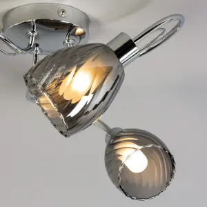 Litecraft Cora Chrome 3 Arm Tangle Bathroom Flush Ceiling Light