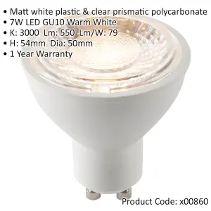 7W SMD GU10 LED Bulb - Warm White - Dimmable Light Bulb Lamp - Matt White