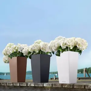 LECHUZA CUBICO Color 41cm Tall Planter, Slate Self-watering Planter with Water Level Indicator H41 L22 W22 cm, 6L