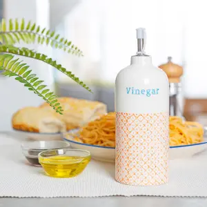 Nicola Spring - Hand-Printed Vinegar Pourer Bottle - 500ml - Orange