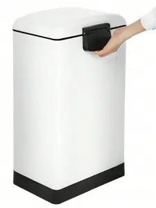 SONGMICS  Kitchen Bin, 8 Gallon (30L) Rubbish Bin, Steel Pedal Bin With Lid And Inner Bucket, Soft Close, White