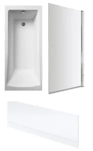 Square Single Ended Bath, Square Bath Screen and Front Panel - 1700 x 700mm