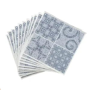 d-c-fix Roman Mosaic Blue Self Adhesive Vinyl Floor Tiles Pack of 11 (1sqm)