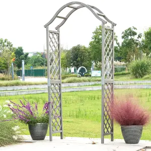 Garden Arch Wooden Pergola Feature Trellis Rose Climbing Plant Archway Grey Frame