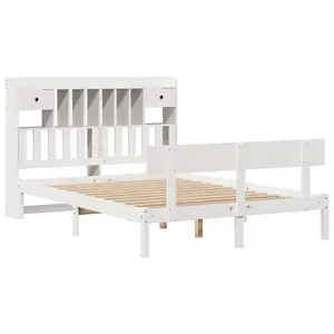 Berkfield Bookcase Bed without Mattress White 160x200 cm Solid Wood Pine