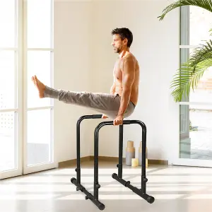 Yaheetech Black Adjustable Dip Bar Stand for Tricep Dips