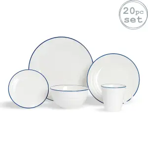 Nicola Spring - White Farmhouse Dinner Set - 20pc