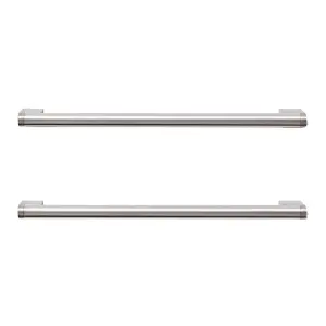 GoodHome Khara Nickel effect Kitchen cabinets Bar Pull Handle (L)28.4cm (D)36mm, Pack of 2