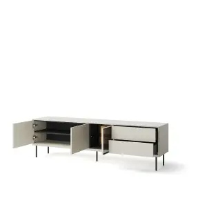 Epiro 7 Elegant Cashmere & Dark Oak TV Cabinet - Expansive Media Storage Solution W194cm x H56cm x D41cm