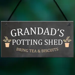 Grandads Potting Shed Sign Hanging Plaque Shed Garden Sign Grandad Gift For Him