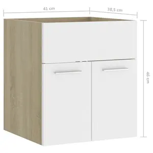 Berkfield Sink Cabinet White and Sonoma Oak 41x38.5x46 cm Engineered Wood