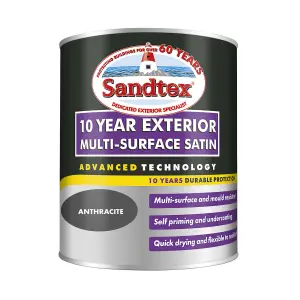 Sandtex 10 Year Multi Surface Quick Drying Satin Anthracite 750ml