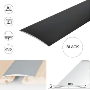 A72 100mm Anodised Aluminium Self Adhesive Door Threshold Strip - Black