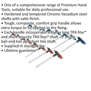 16 Piece Comfort Grip T-Handle TRX-Star and Hex Key Set - Versatile Tool Set for DIY Projects