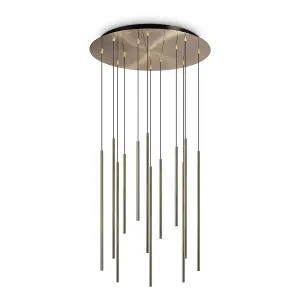 Luminosa Filo Decorative 12 Drop Cluster Pendant Ceiling Light Brass 3000K