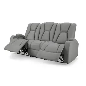 Hannah 3 Seater Electric Recliner, Dark Grey Air Leather