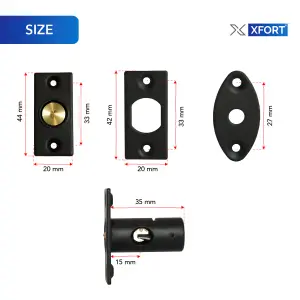 XFORT 2 Pack 35mm, Mortice Window Rack Bolts With 2 Star Keys, Rack Bolt Kit (Black)