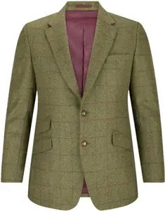 Hoggs Of Fife Tummel Tweed Sports Jacket, Olive Wine / Regular / XL