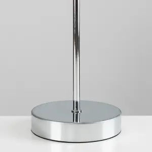 ValueLights Modern Polished Chrome Table Lamp With Silver Grey Velvet Shade