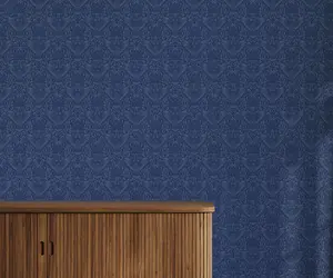 Bobbi Beck eco-friendly blue owl wallpaper