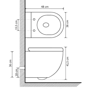 Berkfield Wall Hung Rimless Toilet Ceramic White