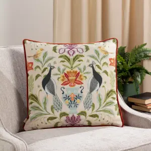 Evans Lichfield Chatsworth Peacock Symmetrical Piped Feather Filled Cushion