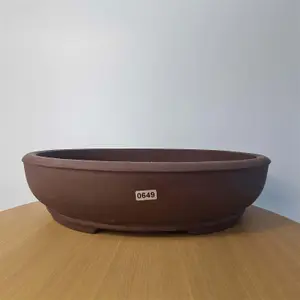 37cm Unglazed Bonsai Pot - Oval - 37cm x 30cm x 9cm - Brown